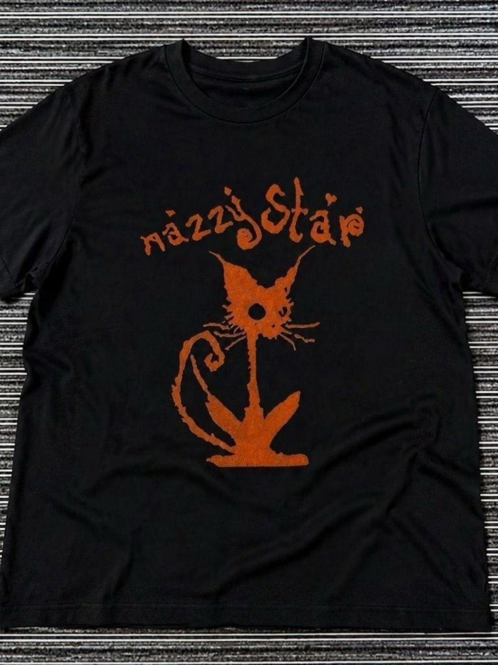 Gildan Black Tee with Orange Cat Graphic